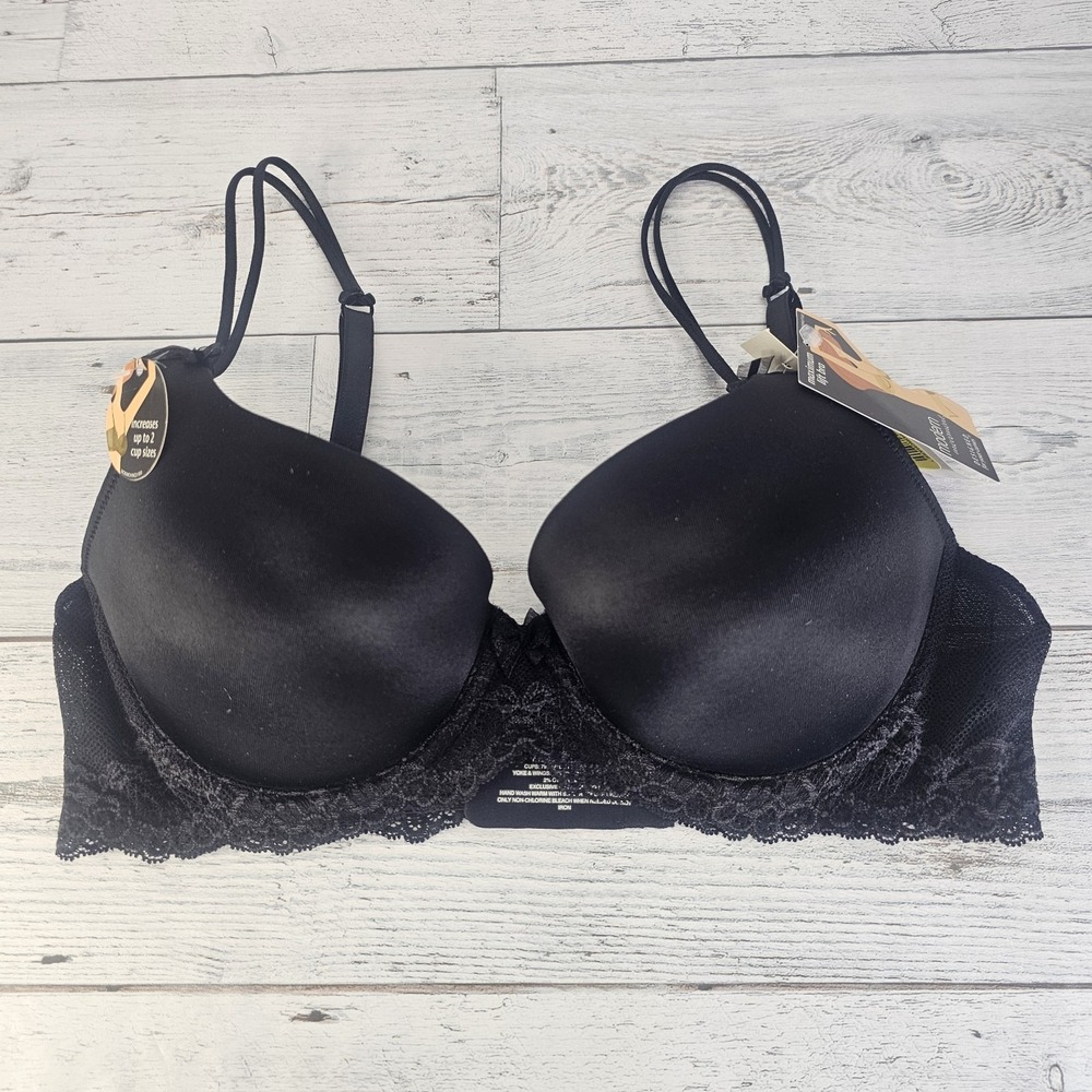 Modern Movement Maximum Lift Bra Womens 34B Black Lace Push Up Underwire New